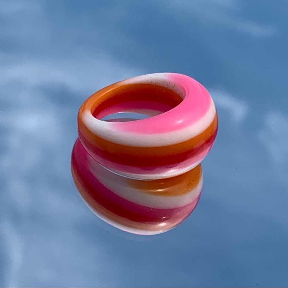 3/$20! chunky striped retro ring